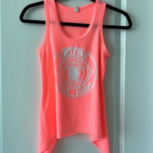 Neon Pink Aruba Graphic Tank Top – Asymmetrical Hem